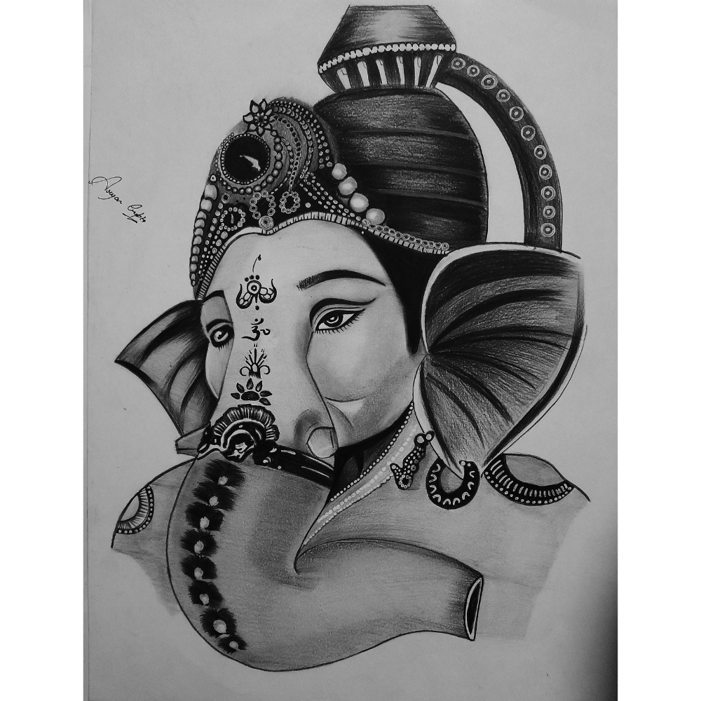 Ganpati Bappa Drawing Outline | Ganesha Drawing | Ganesha drawing, Mini  canvas art, Ganpati drawing